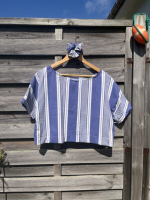 Le tee-shirt bleu rayé